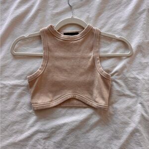 White Fox Boutique Tan Crop Top